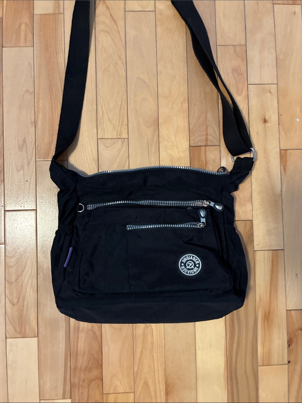 Black Crossbody Bag with Zip Pockets